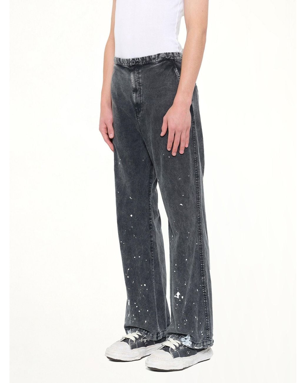 Maison Mihara Yasuhiro Gray Distressed Cotton Linen Trousers for men