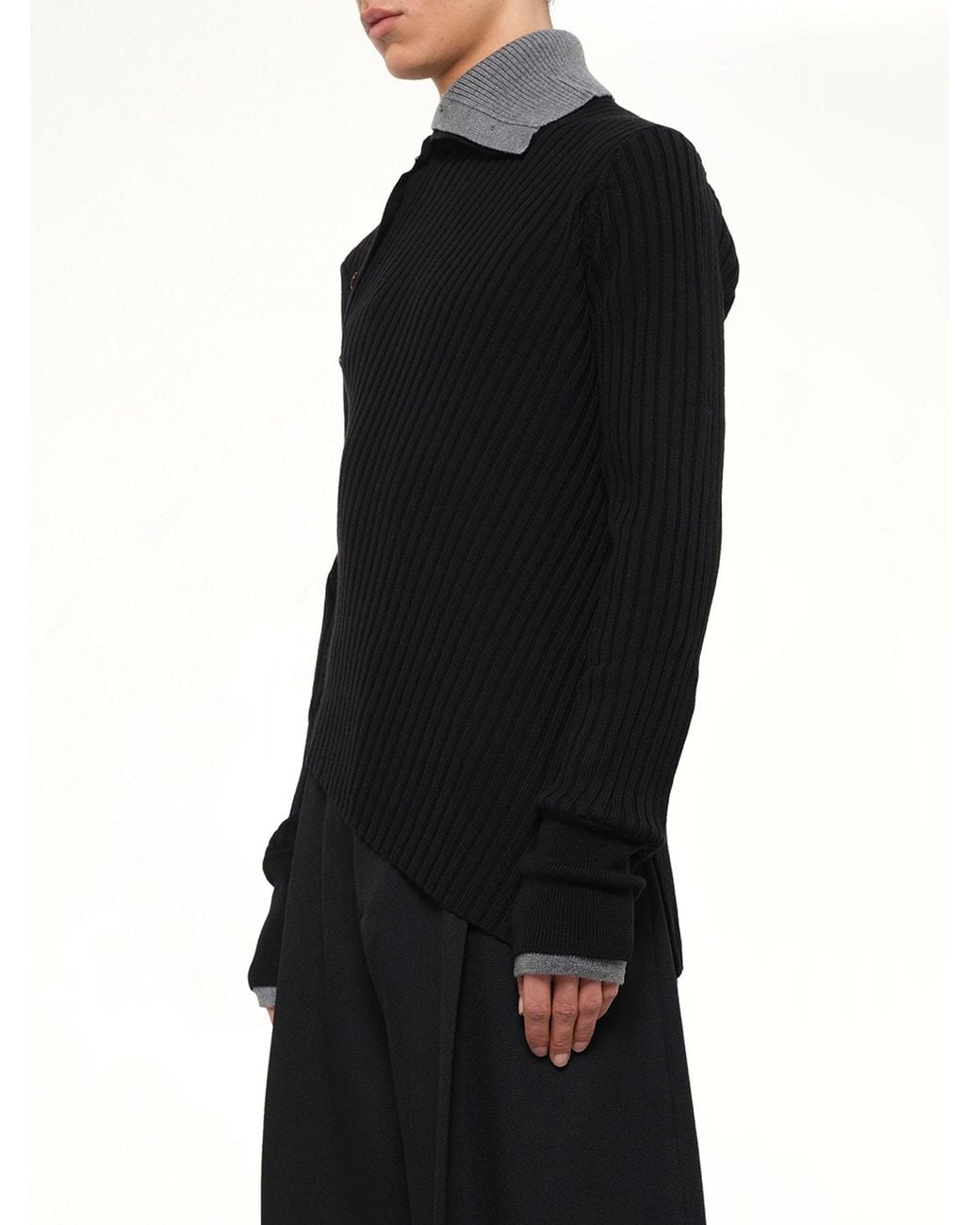 Egonlab Black Asymmetrical Wool Turtle Neck for men