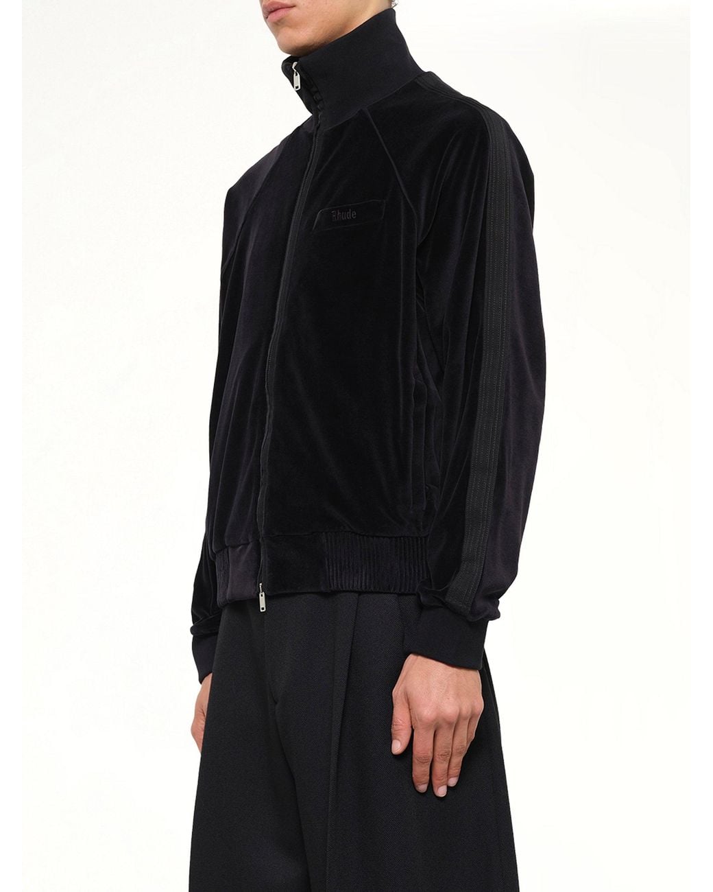 Rhude Black Madera Velour Track Jacket for men