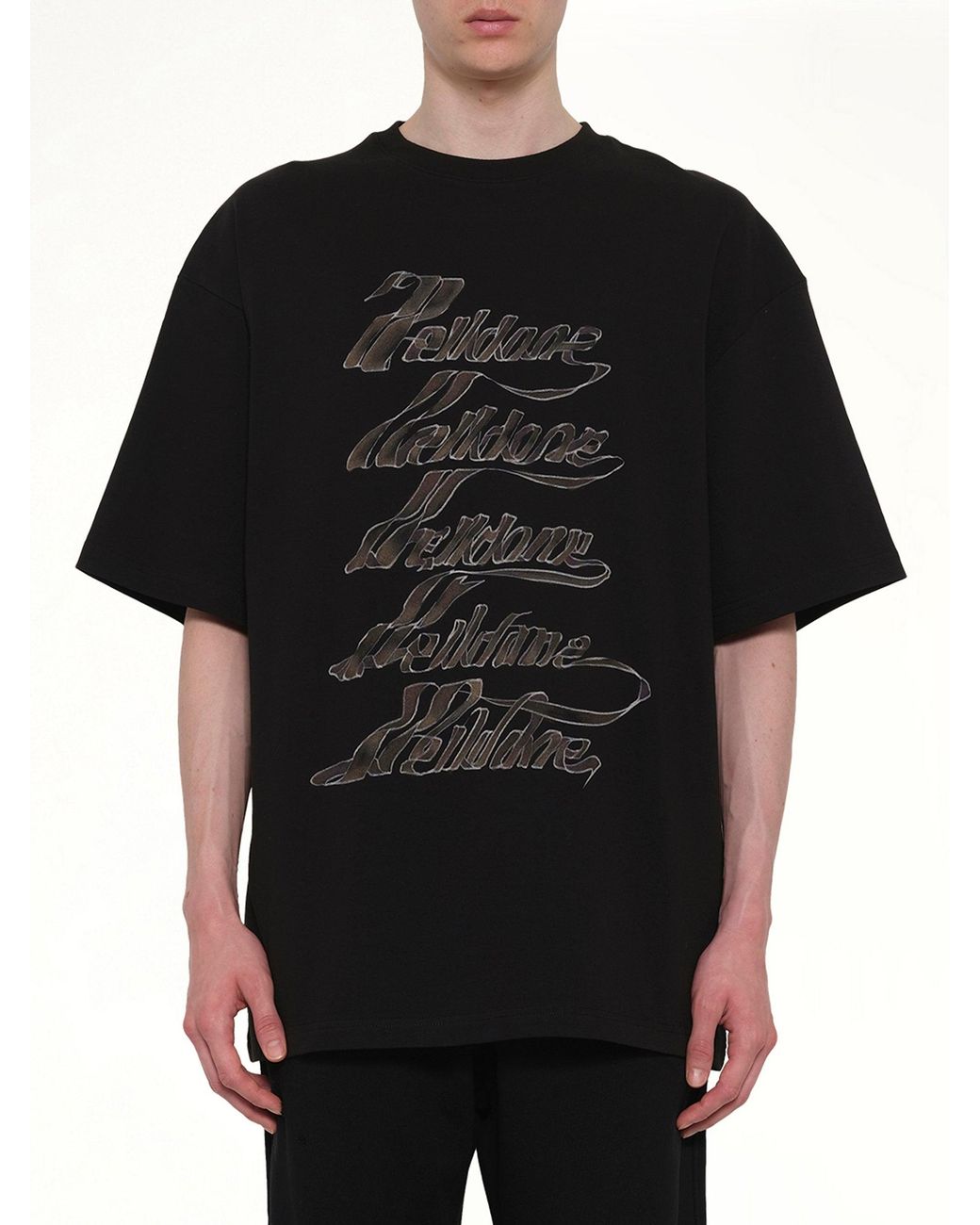 we11done Black Ribbon Multi-Logo T-Shirt for men