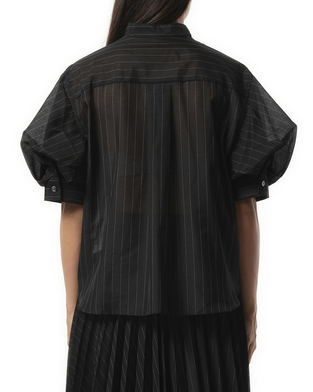 国内より1WEEK【sacai】Spun Organza x Cotton Jersey T-Shirt Spun Organza x Cotton Jersey T-Shirt | sacai Official Store