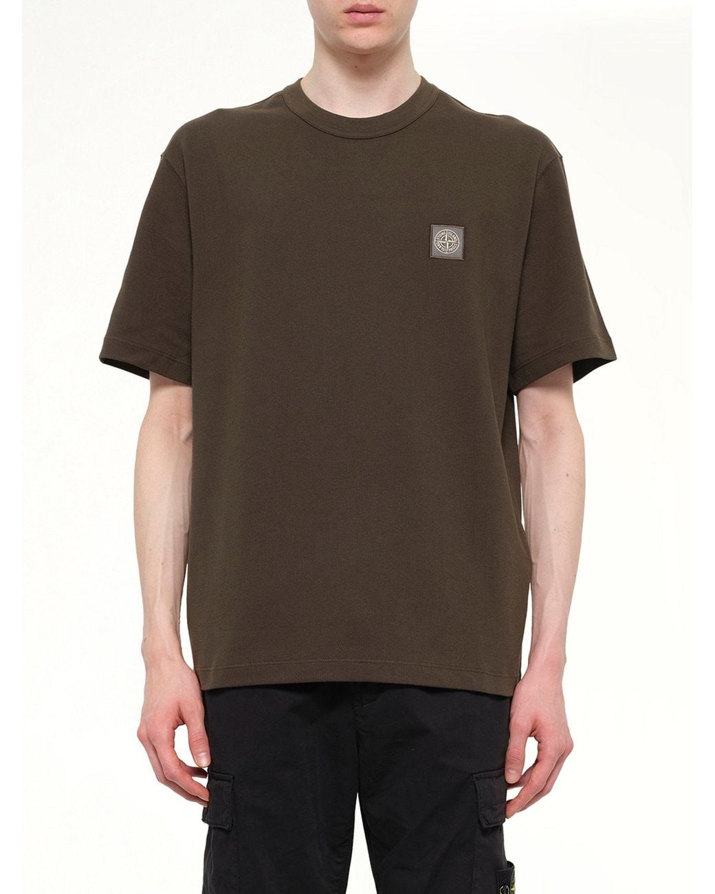 Stone Island Brown 2100015 Cotton Compass T-Shirt for men