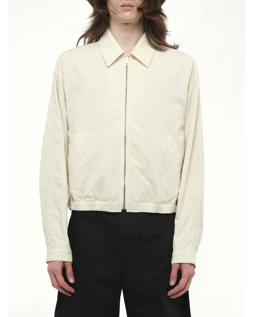 Lemaire Zipped Blouson Bomber Jacket, 100% Cotton in Natural for