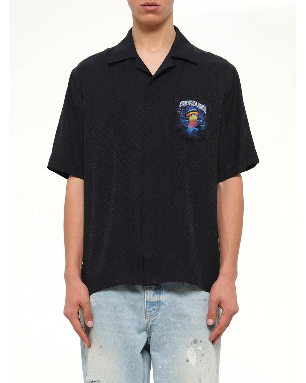 Casablanca Black Sahara Twilight Cuban Collar Ss Shirt for men
