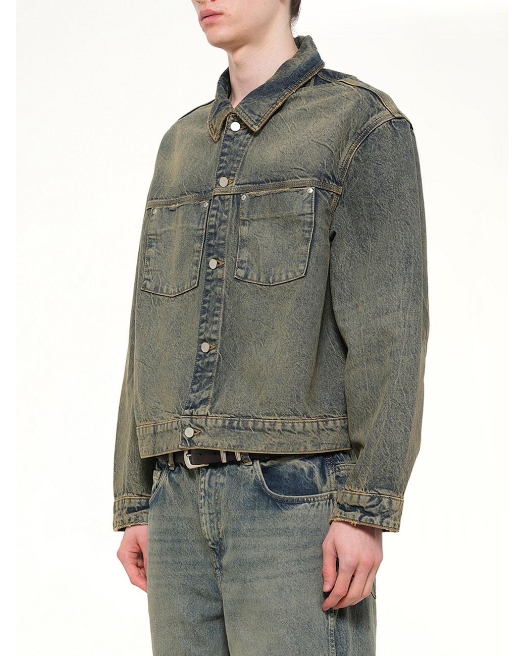 Represent Gray Denim Trucker for men