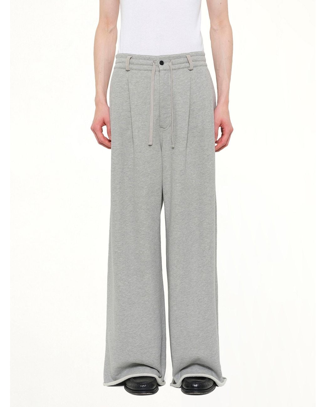 DSM KEI NINOMIYA Gray Pleated Pants Back Pile Knit for men