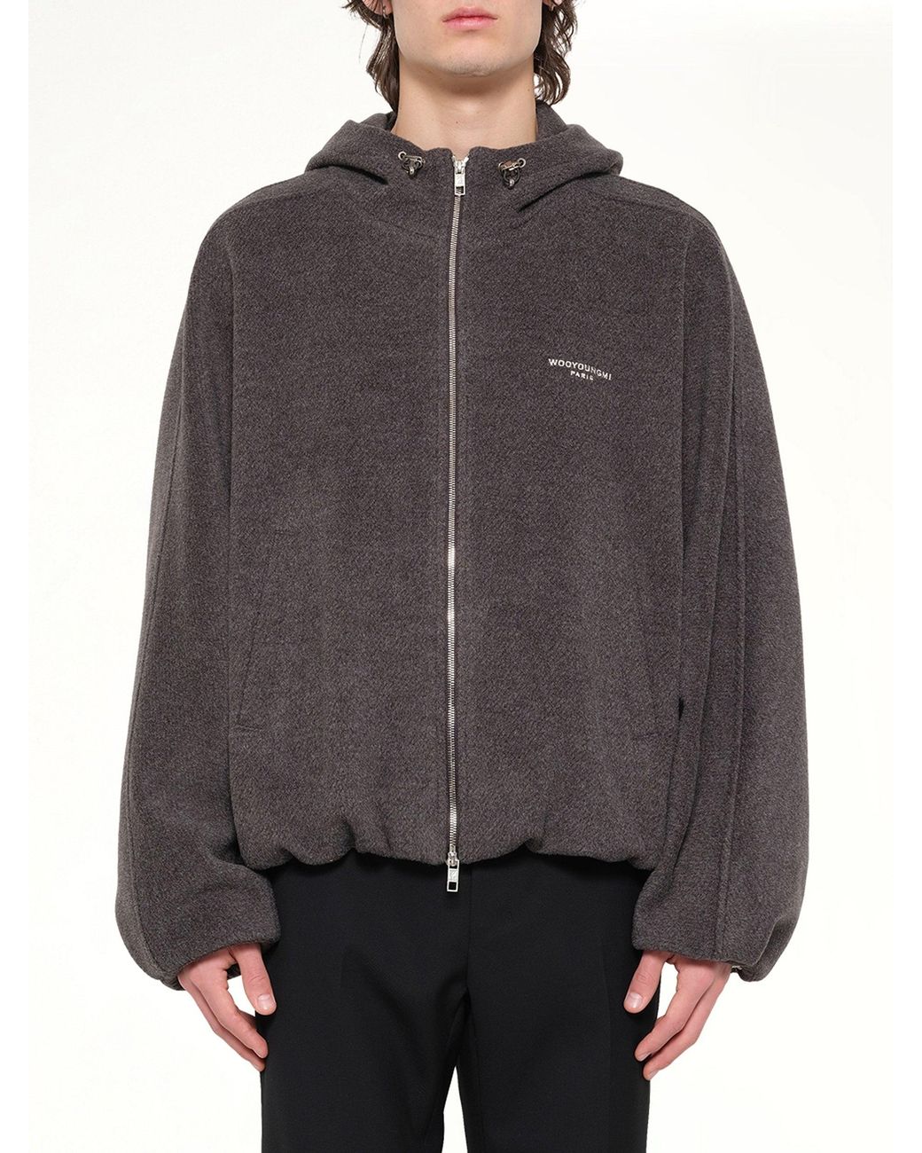 Wooyoungmi Gray Woven Hoodie for men