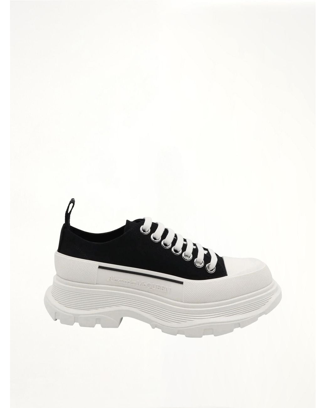 McQueen White Tread Slick Canvas Lace-Up Shoes