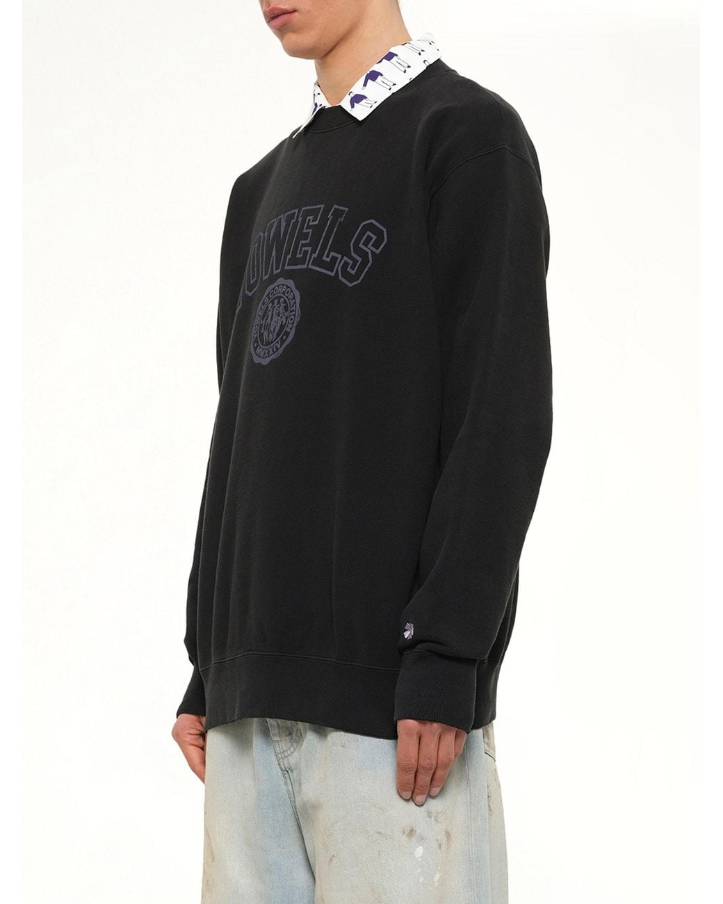 vowels Black Faded Collegiate Sweatshirt for men