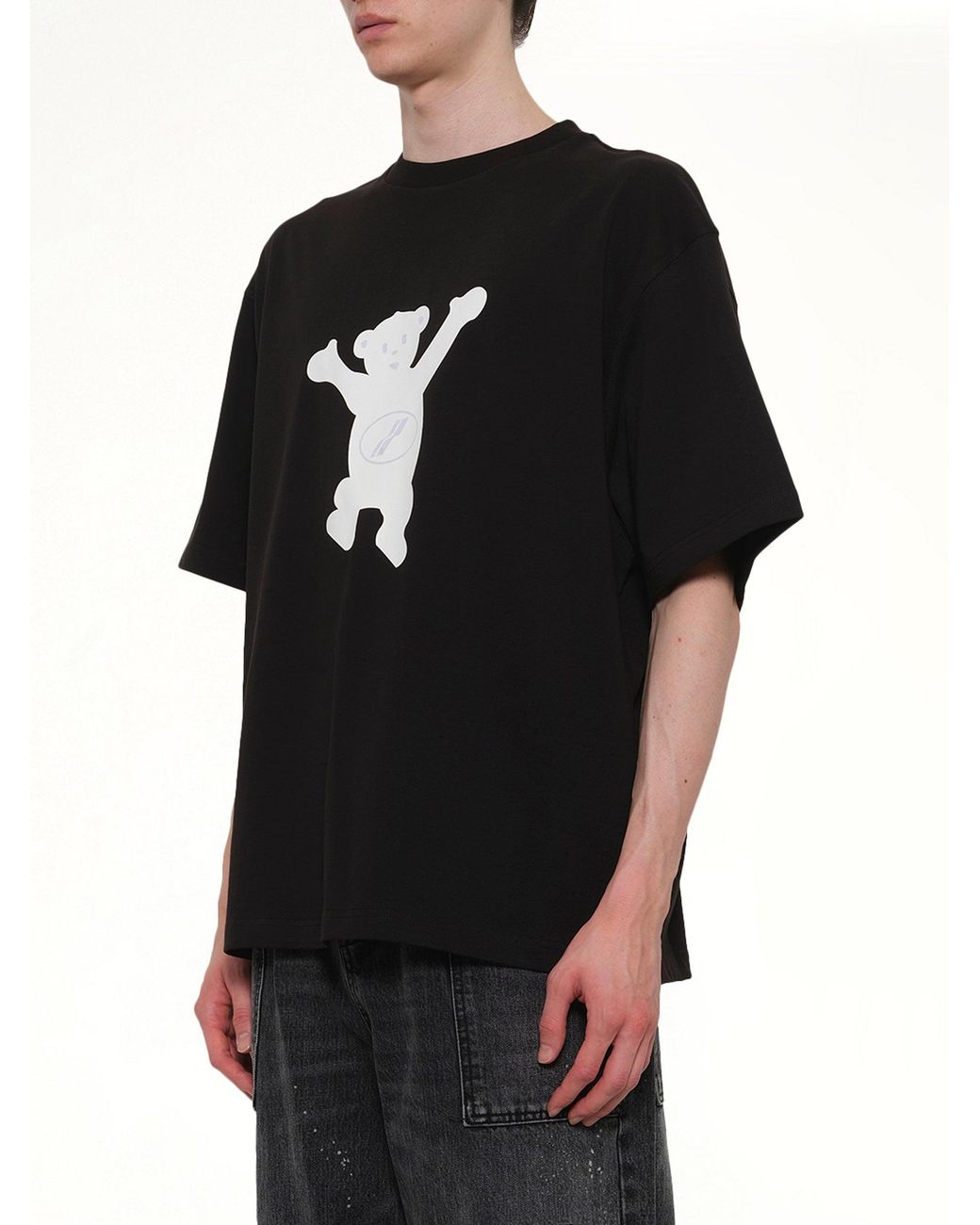 we11done Black Logo Teddy T-Shirt for men