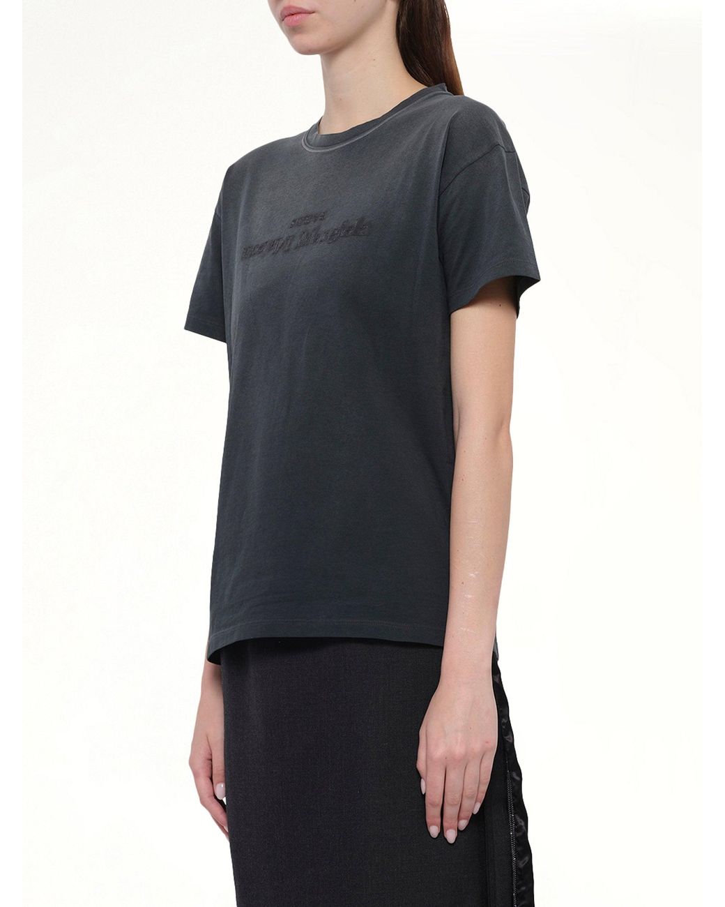Maison Margiela Black 'Cotton Jersey Logo T-Shirt, Short Sleeves, Washed, 100% Cotton, Size: Small