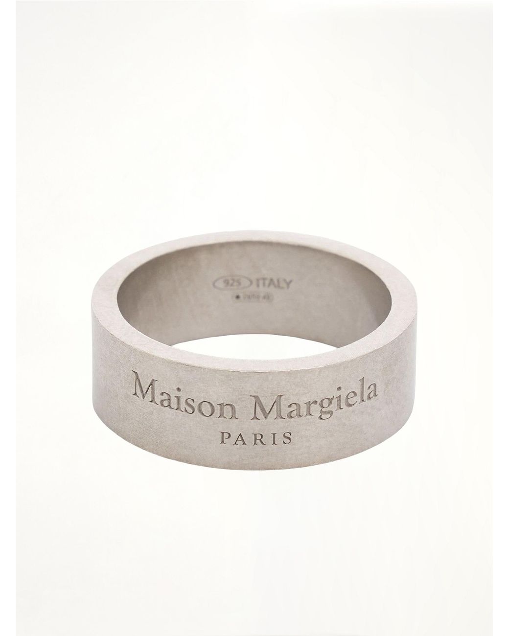 Maison Margiela White Etched Logo Ring for men