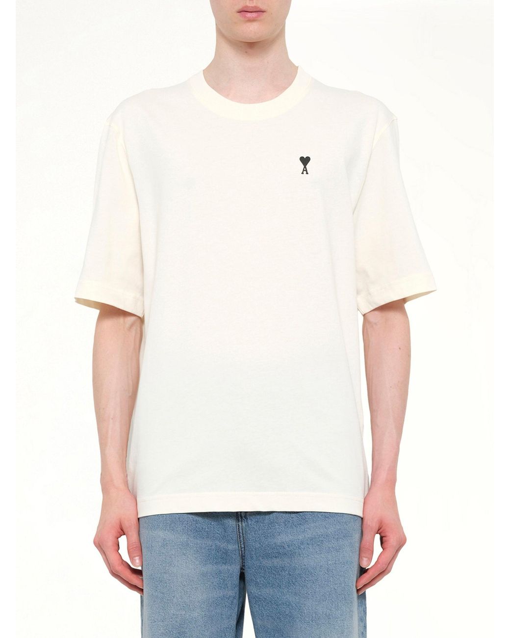 AMI White Boxy Fit Adc T-Shirt for men
