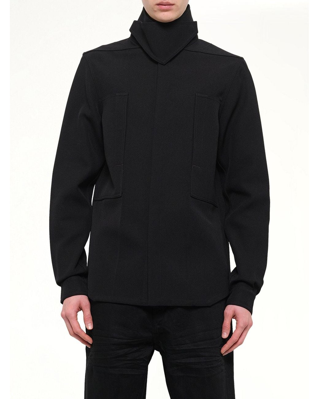 Rick Owens Black Tower Wool Outershirt for men