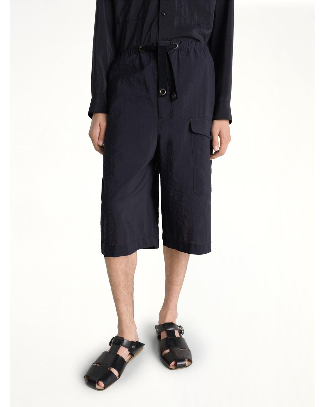 Lemaire Black Cargo Easy Shorts for men