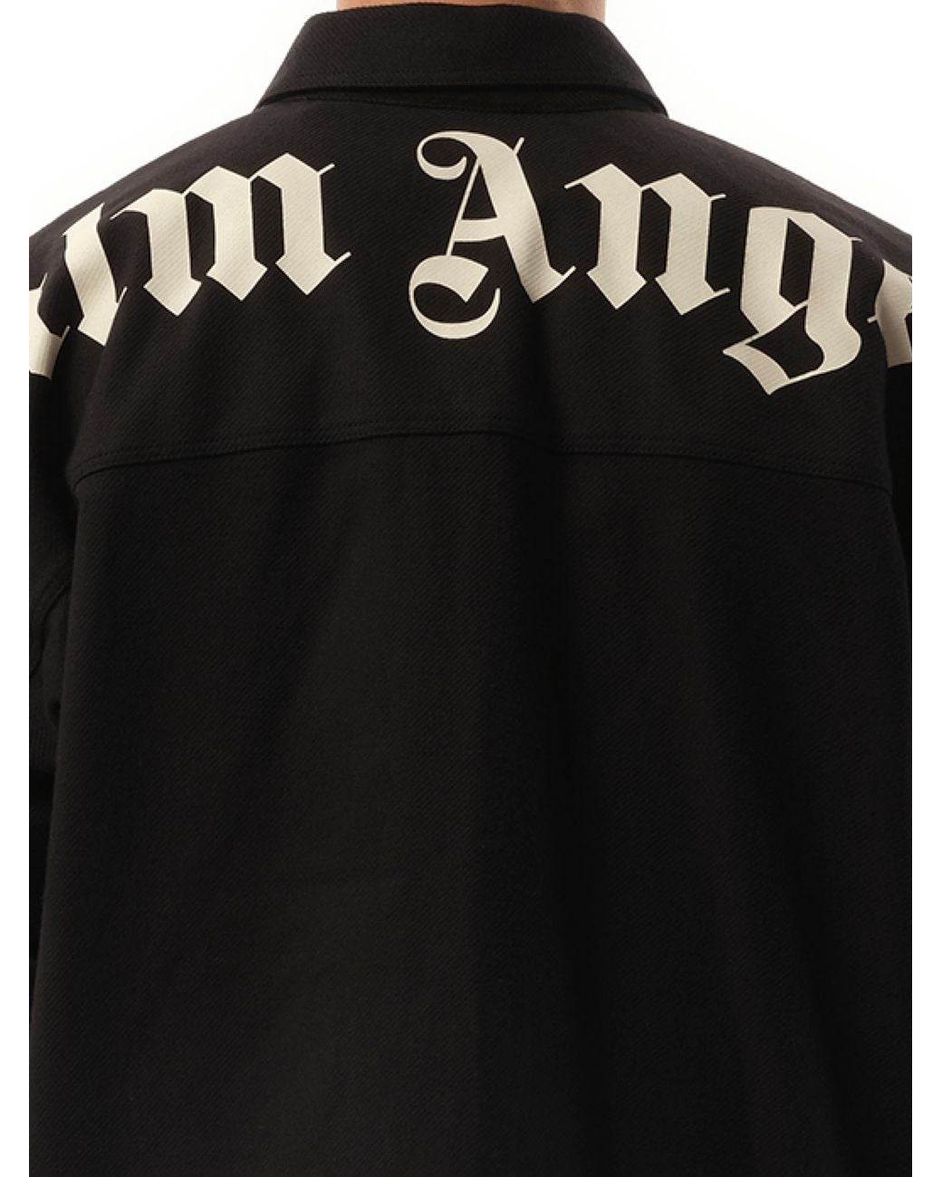 Palm Angels Black Classic Logo Overshirt, 100% Cotton for men