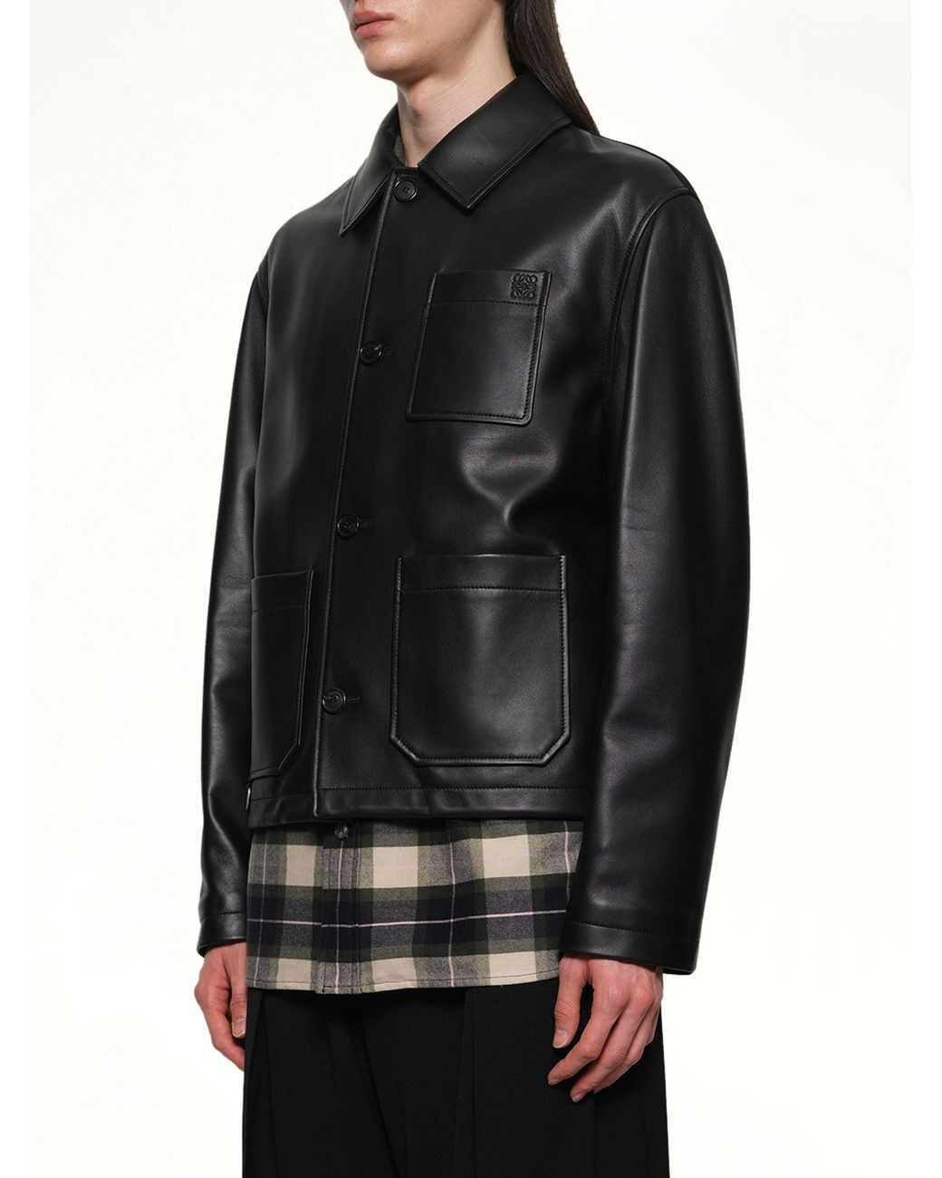 Loewe Black Leather Workwear Jacket for men