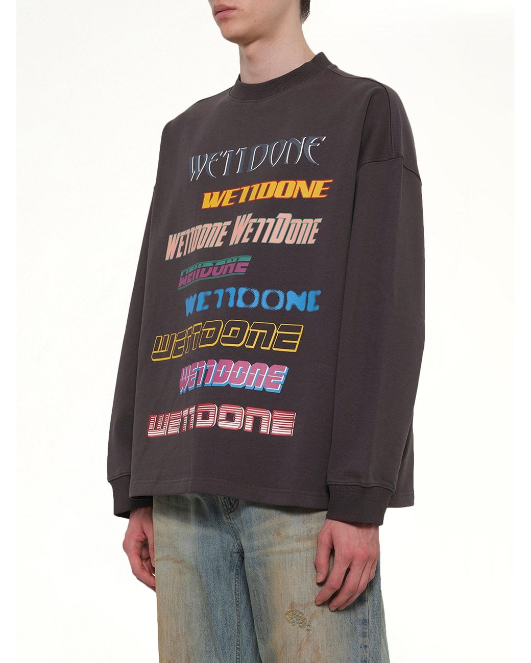 we11done Gray Front Logo Sweatshirt for men