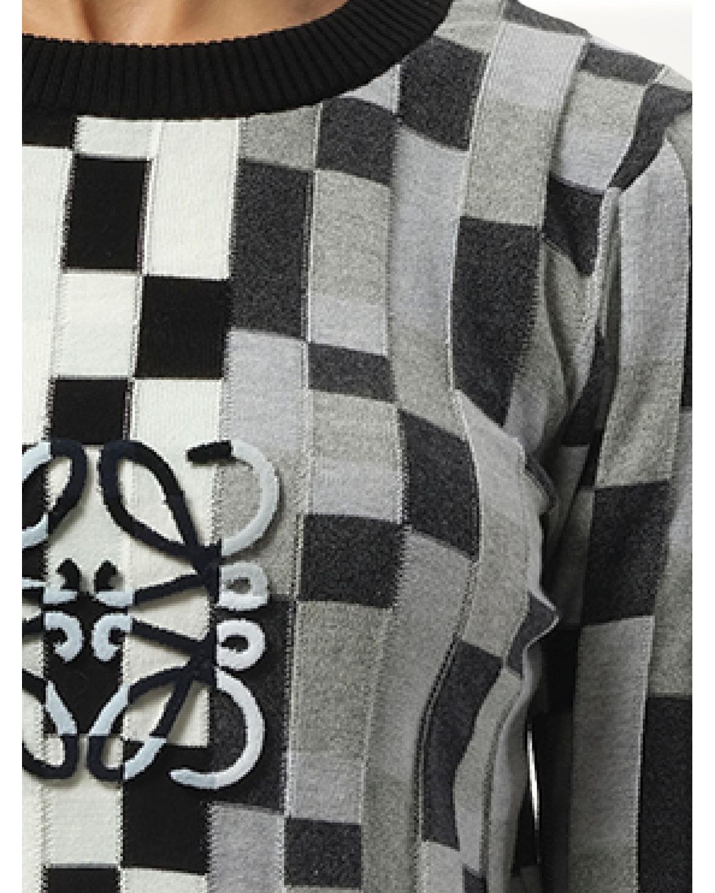 Loewe Gray Intarsia Anagram Sweater, 100% Cotton