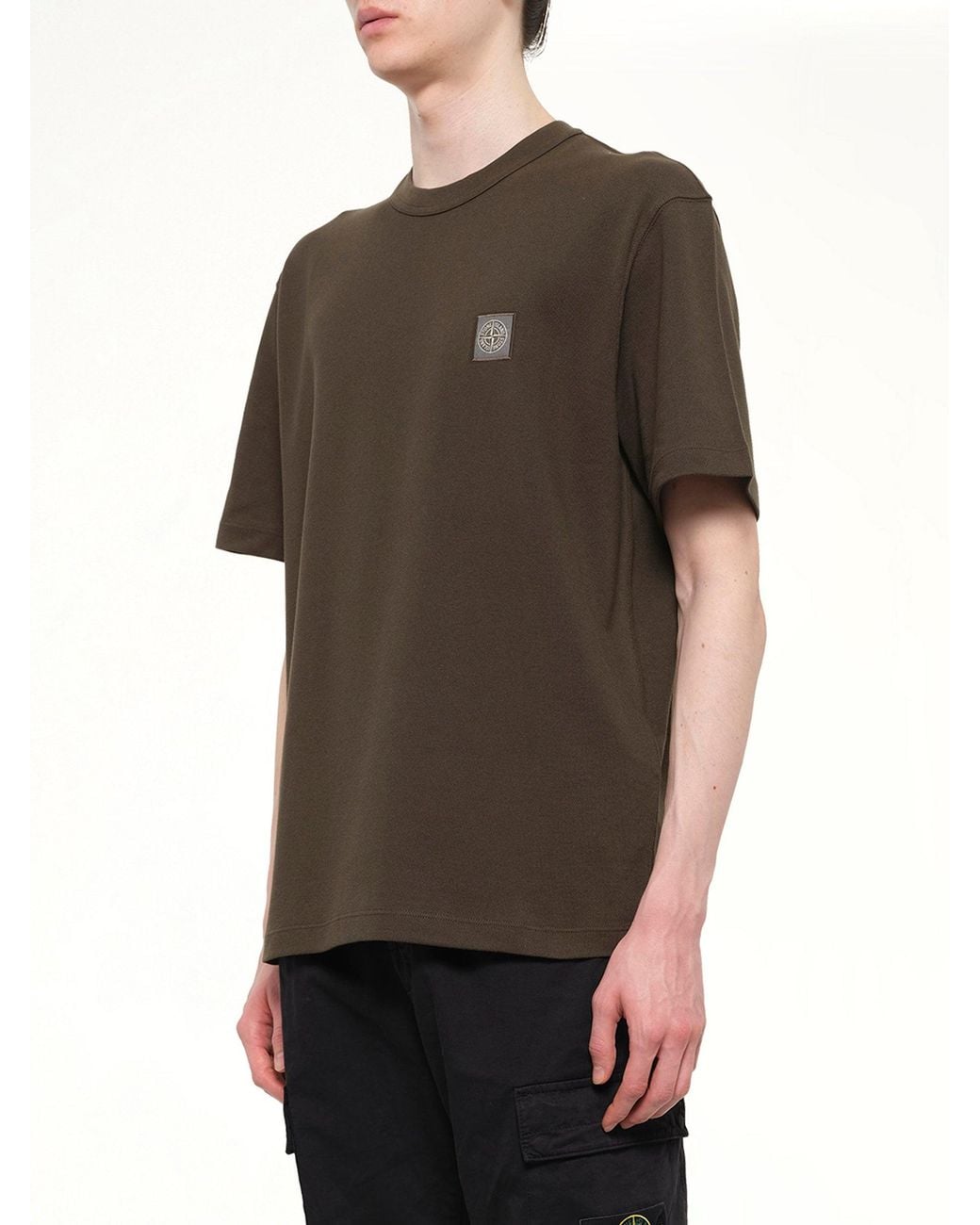 Stone Island Brown 2100015 Cotton Compass T-Shirt for men