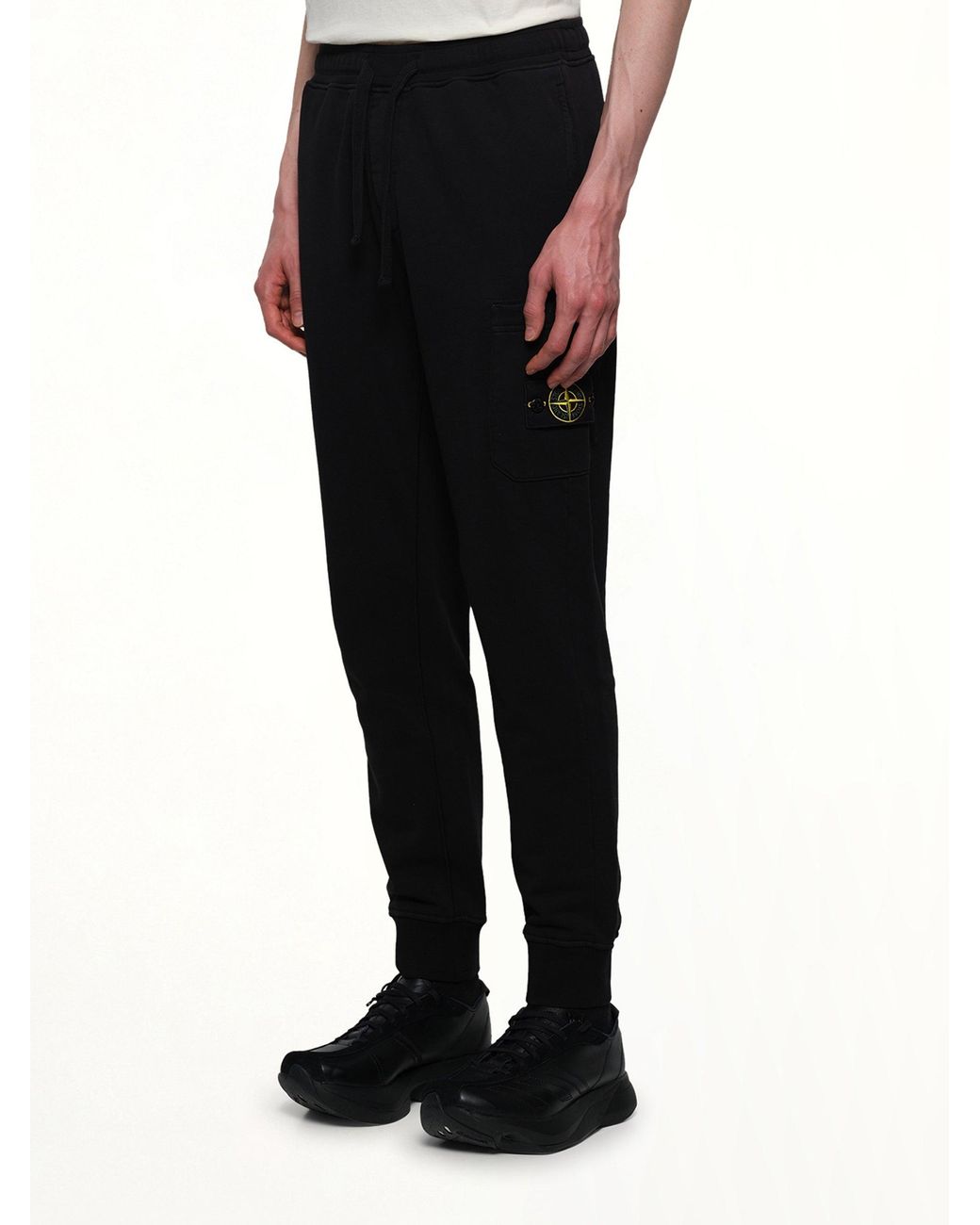 Stone Island Black 6200010 Cotton Fleece Sweatpants for men
