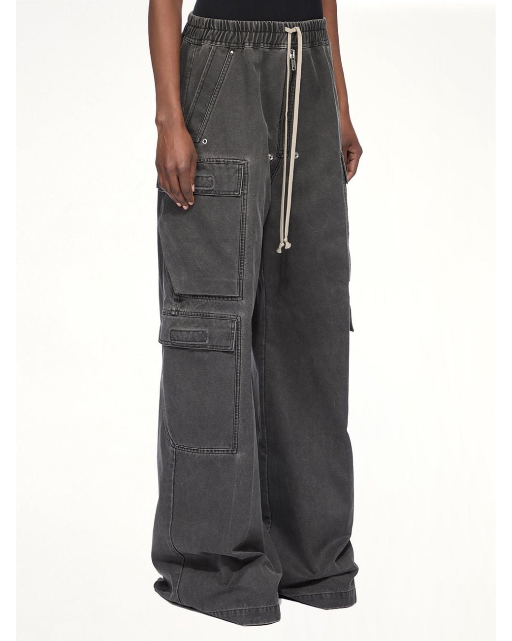 Rick Owens Gray Canvas Double Cargo Jumbo Belas