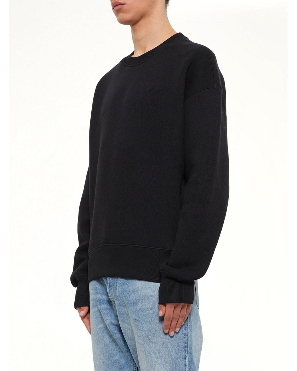 AMI Black Embossed Ami De Coeur Sweatshirt for men