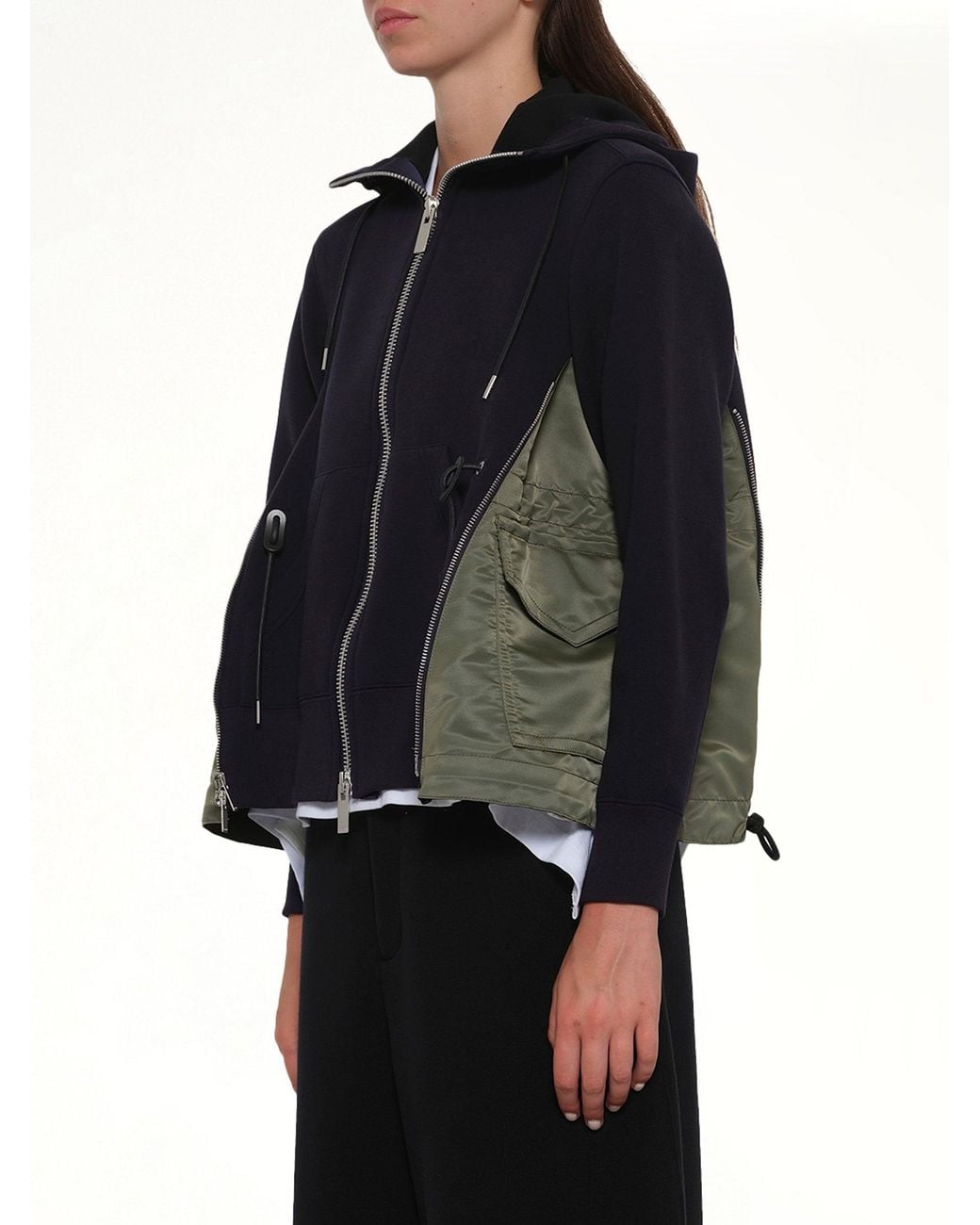Sacai Blue Sponge Sweat X Nylon Twill Hoodie
