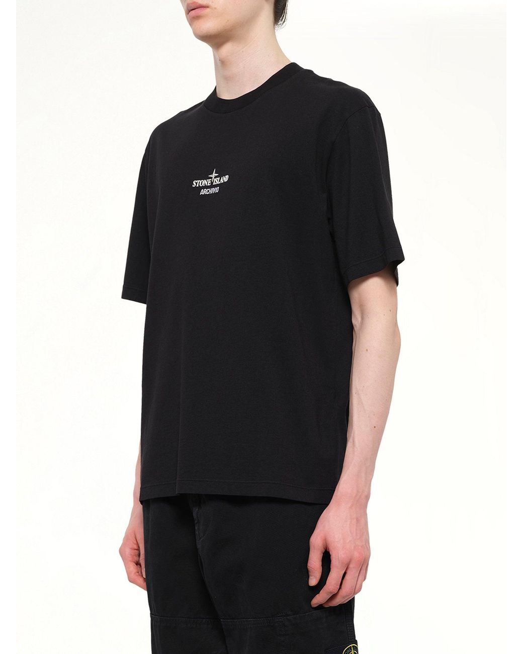 Stone Island Black 2100033 Cotton Logo T-Shirt for men