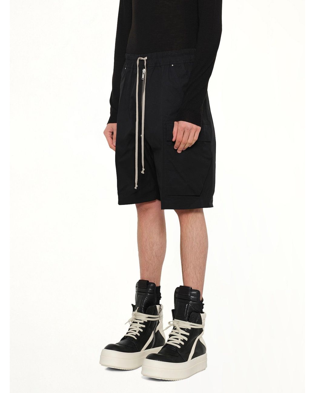Rick Owens Black Cargobela Shorts for men