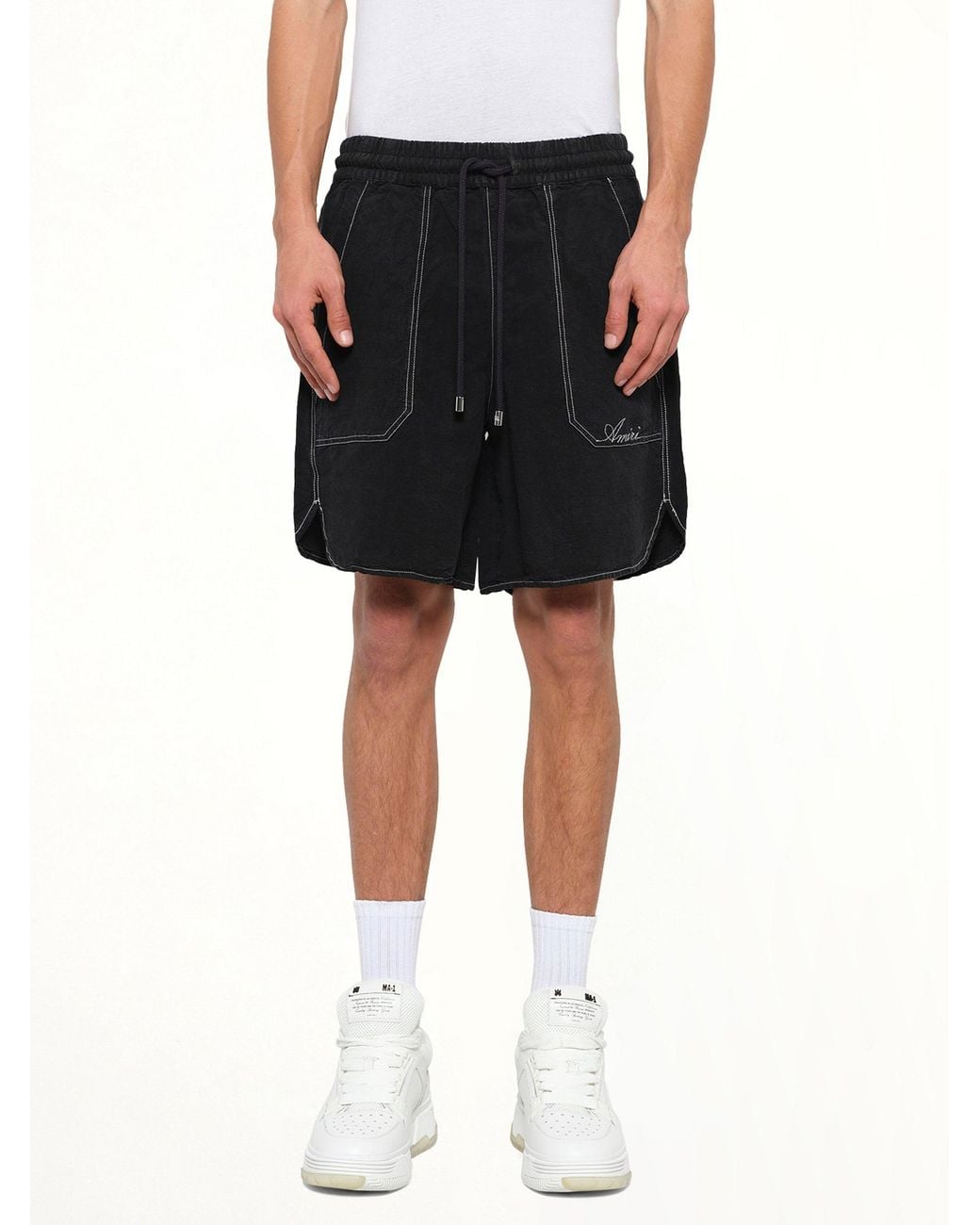 Amiri Black Script Linen Short for men