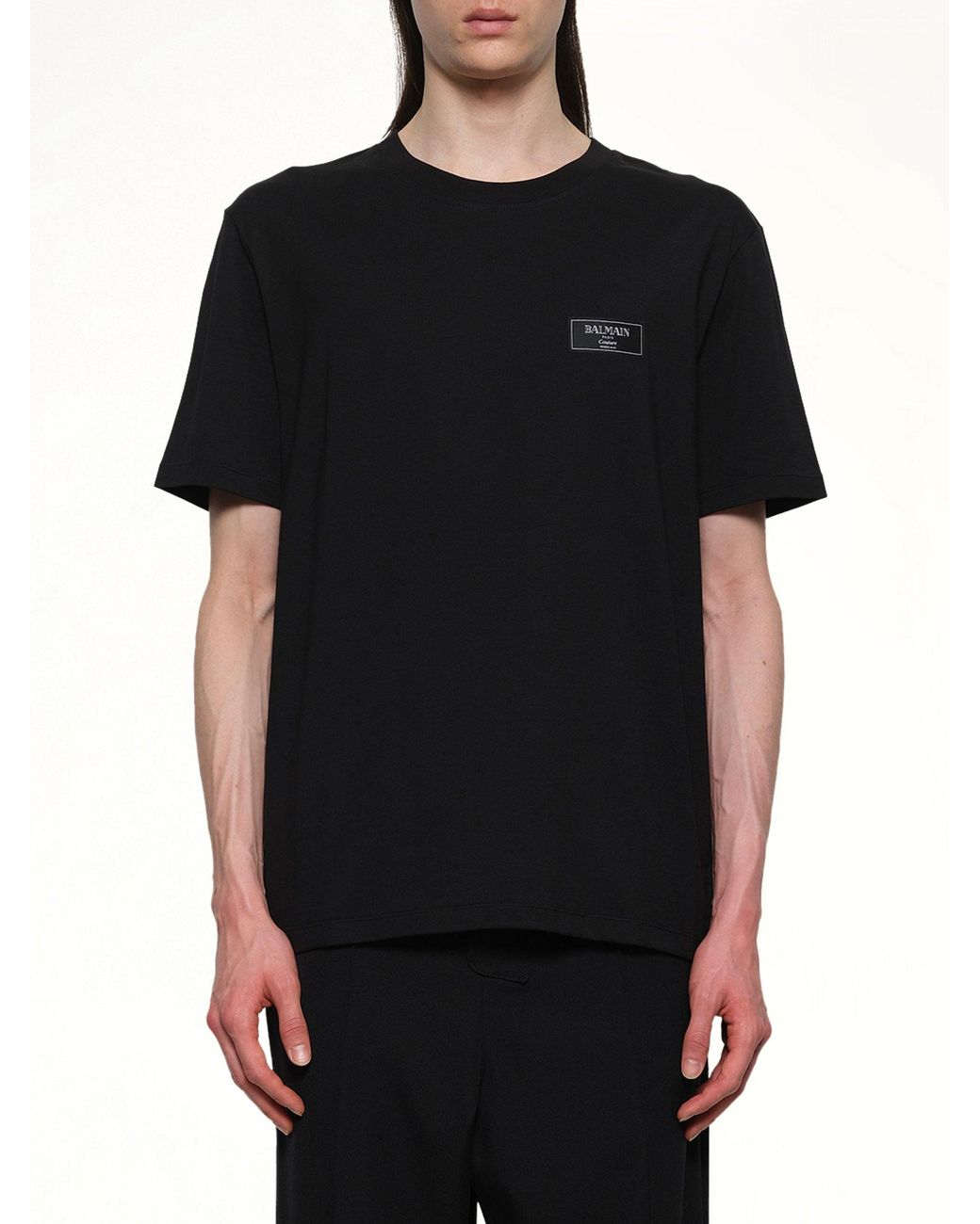 Balmain Black Couture Label Regular T-Shirt for men