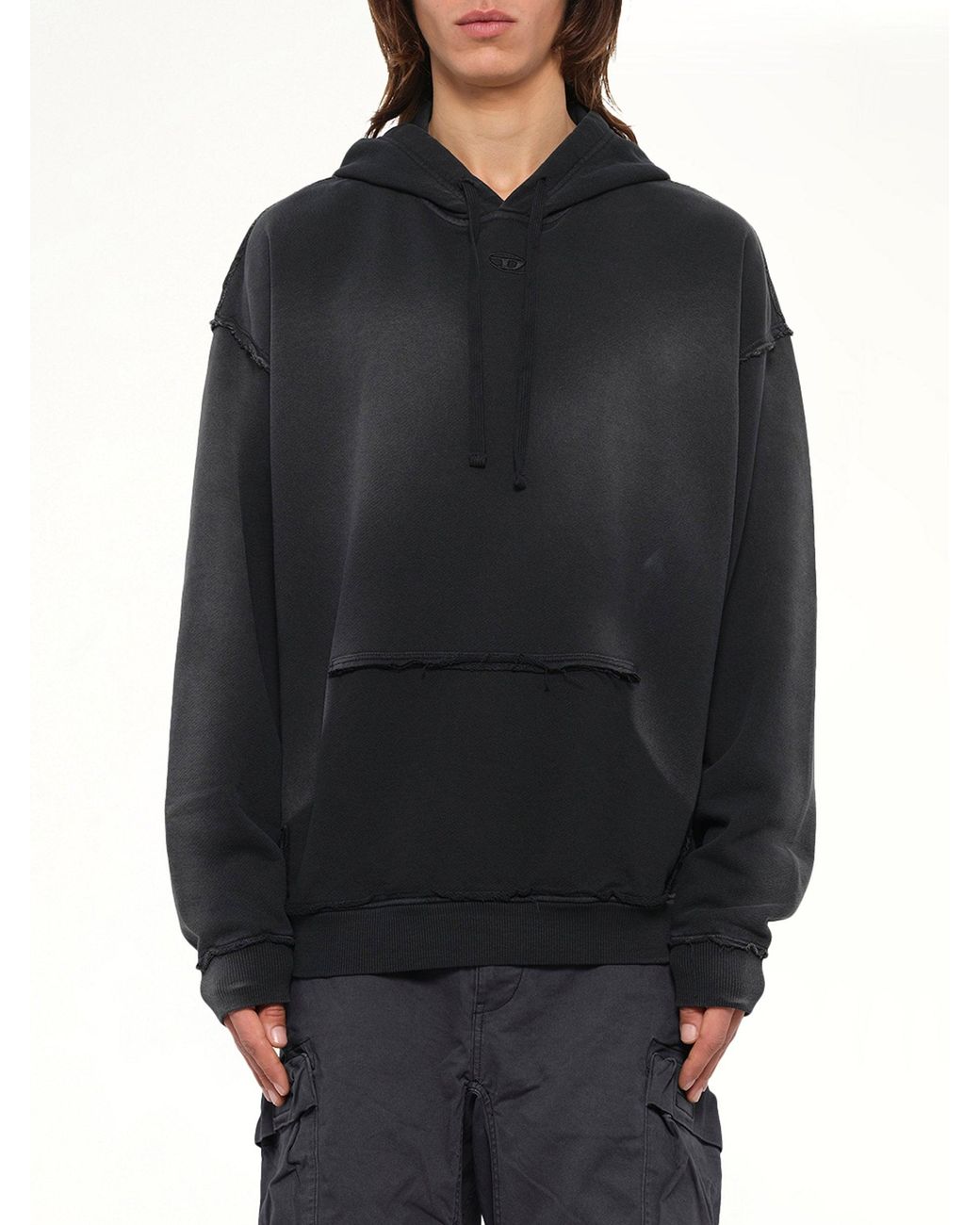 DIESEL Black Pock-Hood Hoodie for men
