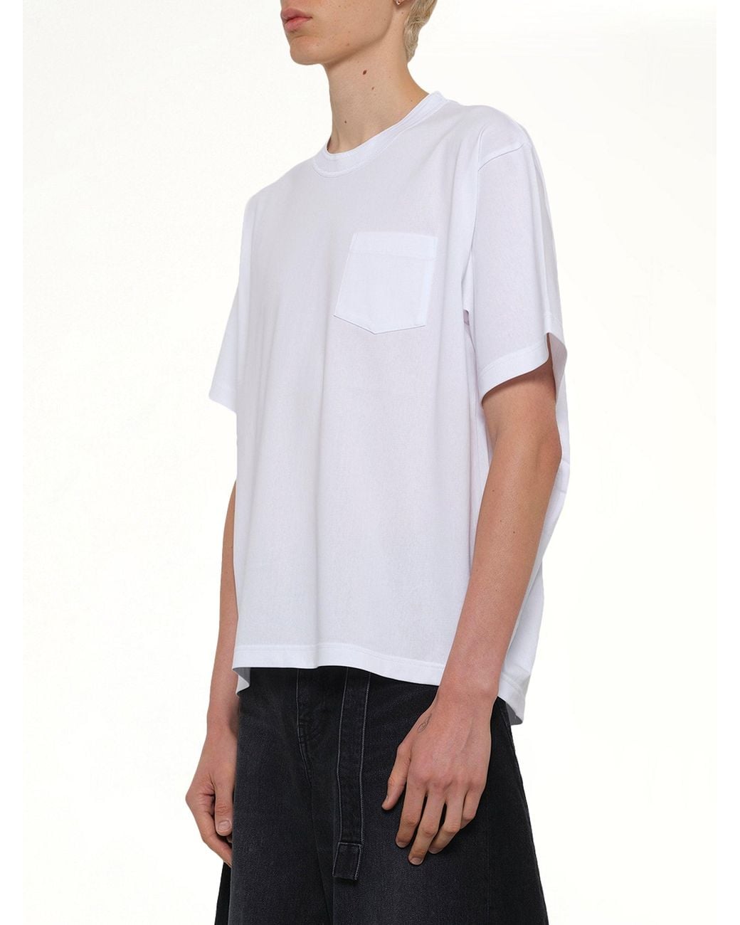Sacai White Cotton Jersey T-Shirt for men