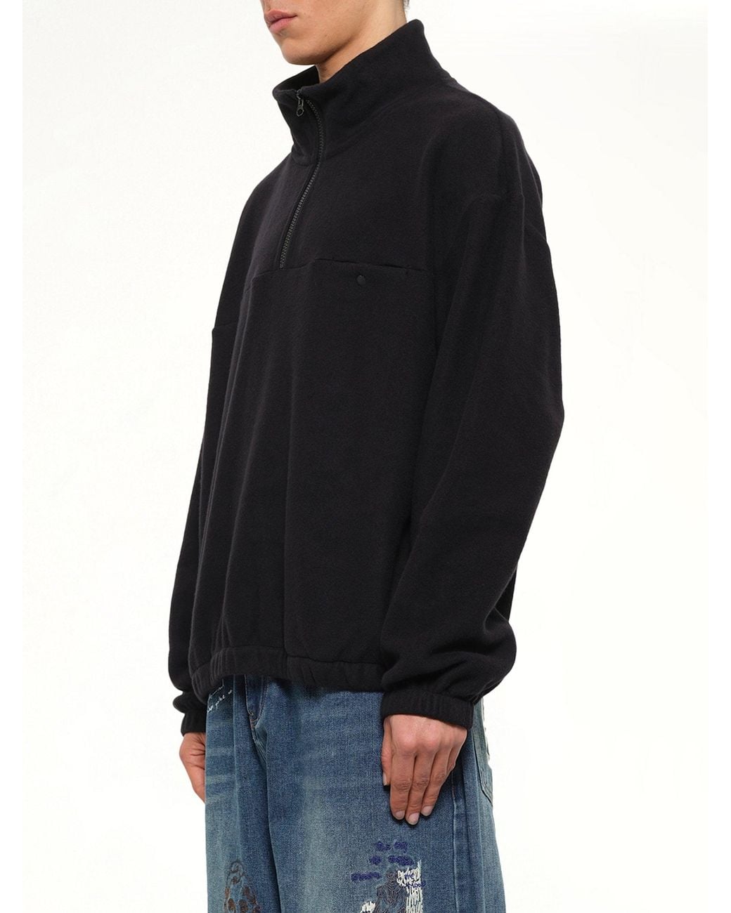vowels Black Quarter Zip for men