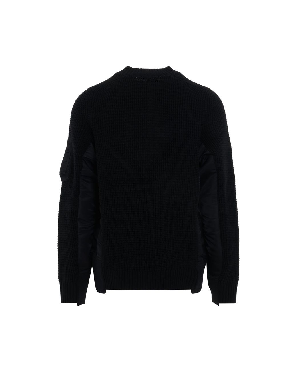 Sacai Nylon Twill X Wool Knit Pullover In Black for Men | Lyst