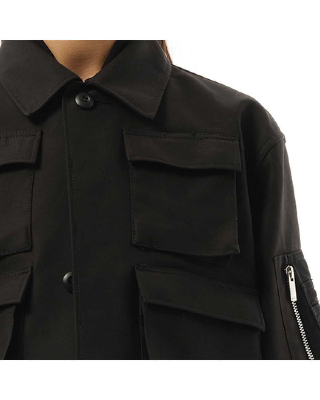 Sacai X Wtaps Cotton Back Satin X Nylon Twill Jacket, Long Sleeves 