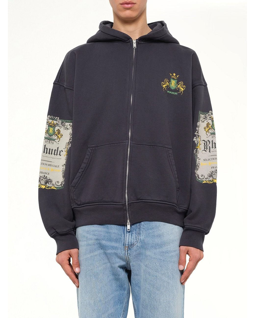 Rhude Blue Bordeaux Reserve Zip Up Hoodie for men