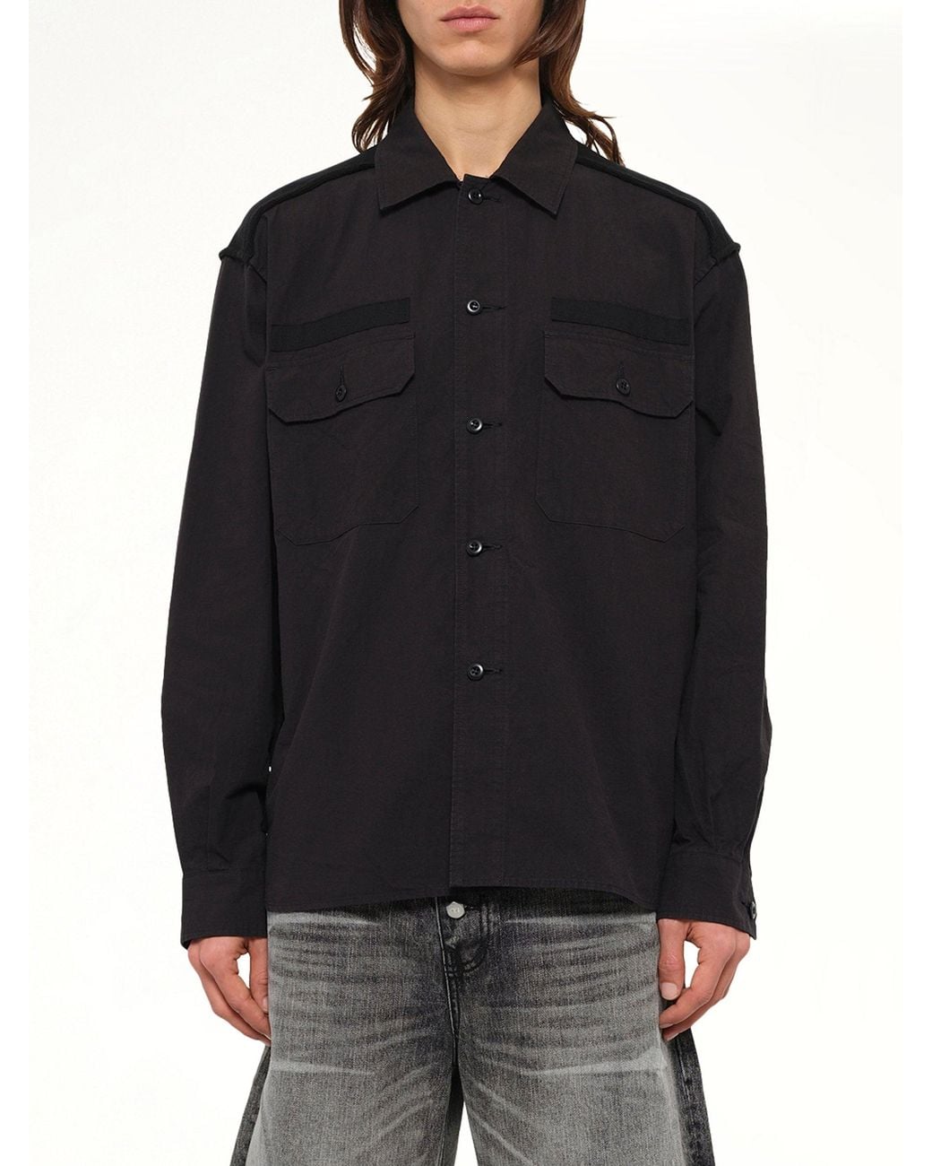 Undercover Black Cotton Rib Shirt for men