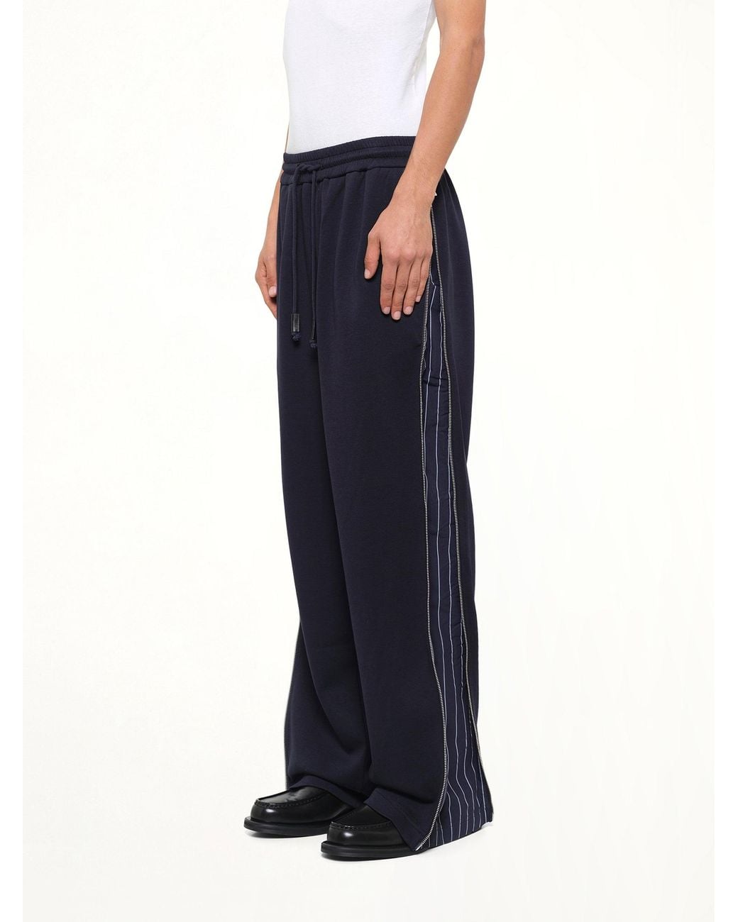 Feng Chen Wang Blue Patchwork Striped Pants for men