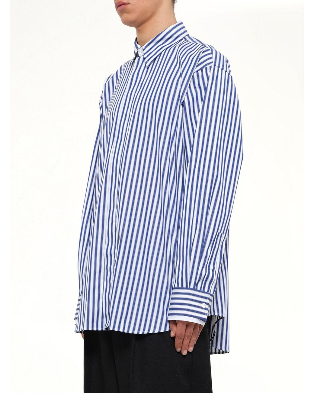 AMI Blue Double Sleeves Large Fit Shirt for men