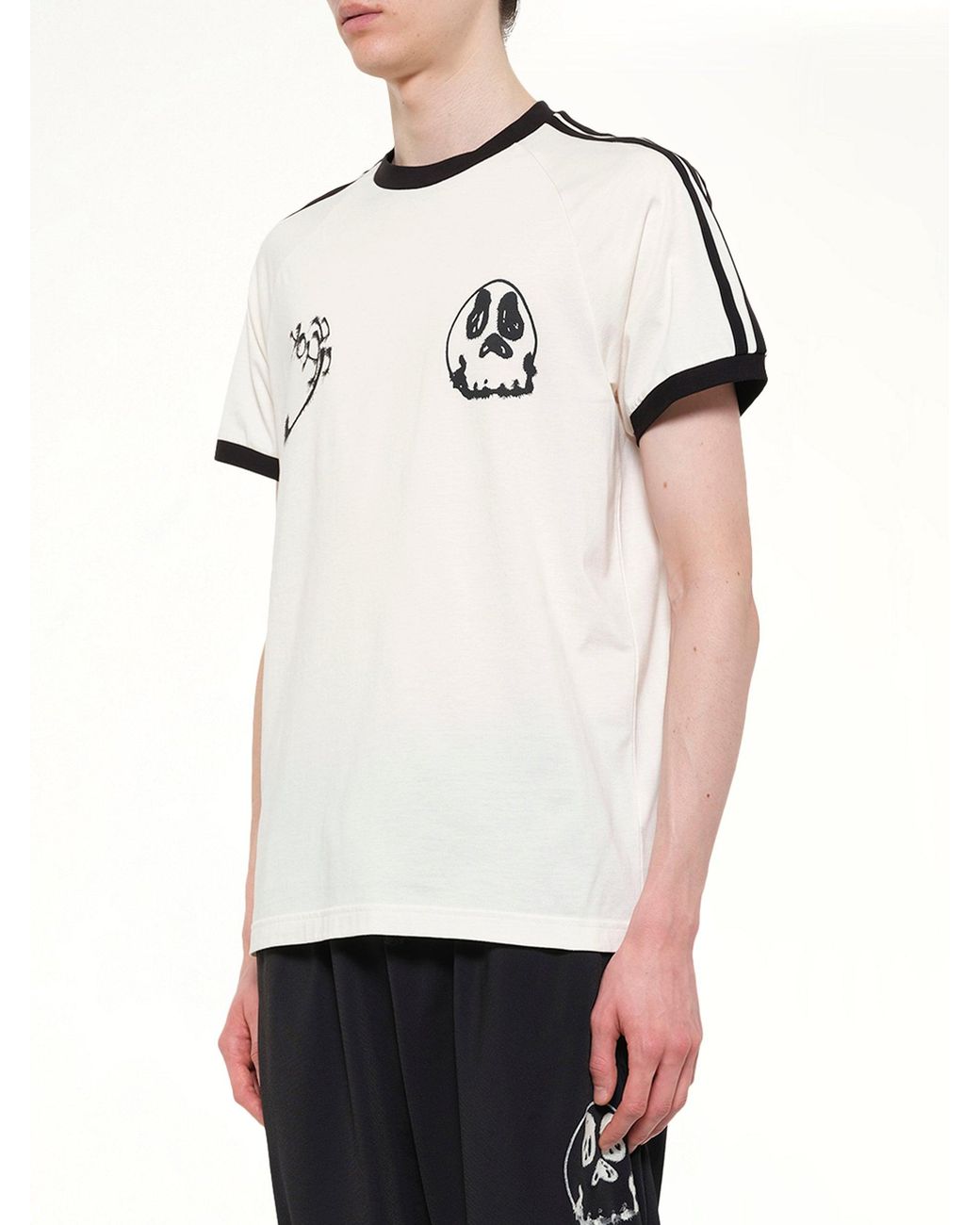 Y-3 White Skull Graphic 3 Stripe T-Shirt for men