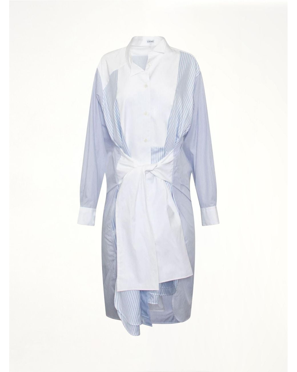 Loewe White Stripe Shirtdress, 100% Cotton