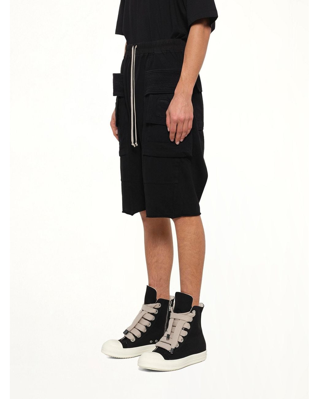 Rick Owens Black Heavy Jersey Creatch Cargo Pods for men