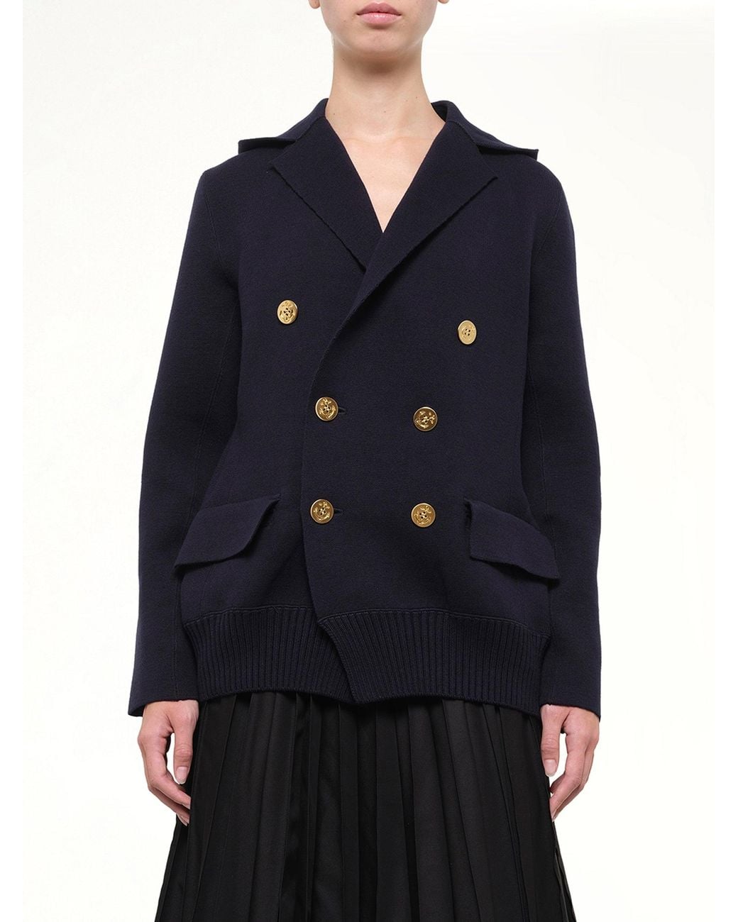 Sacai Blue Cotton Cashmere Knit Jacket
