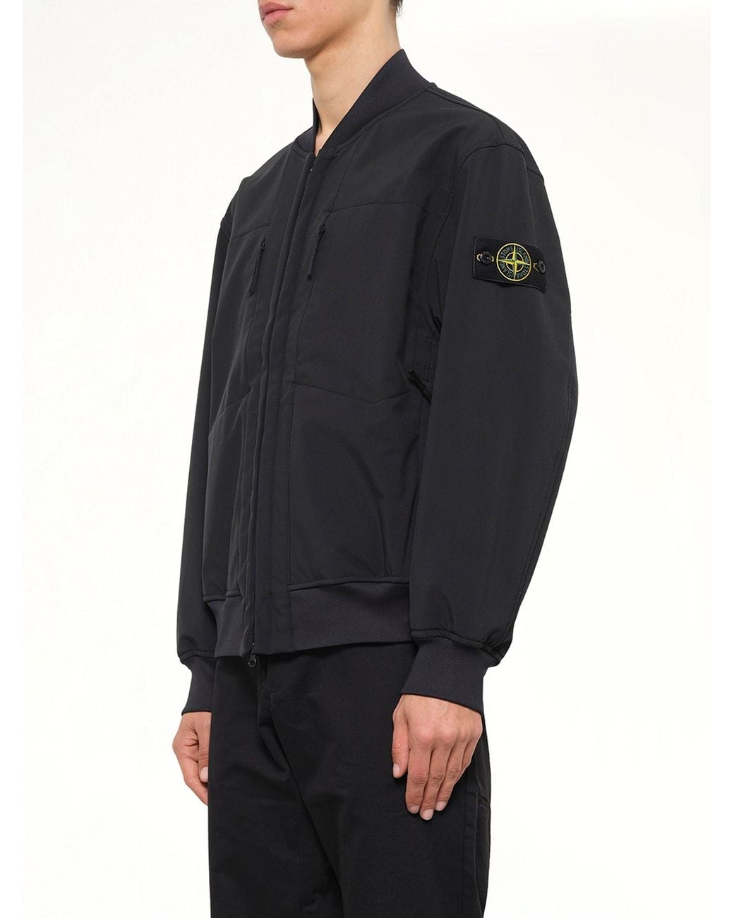 Stone Island Blue Q100006 Soft Shell Bomber Jacket for men