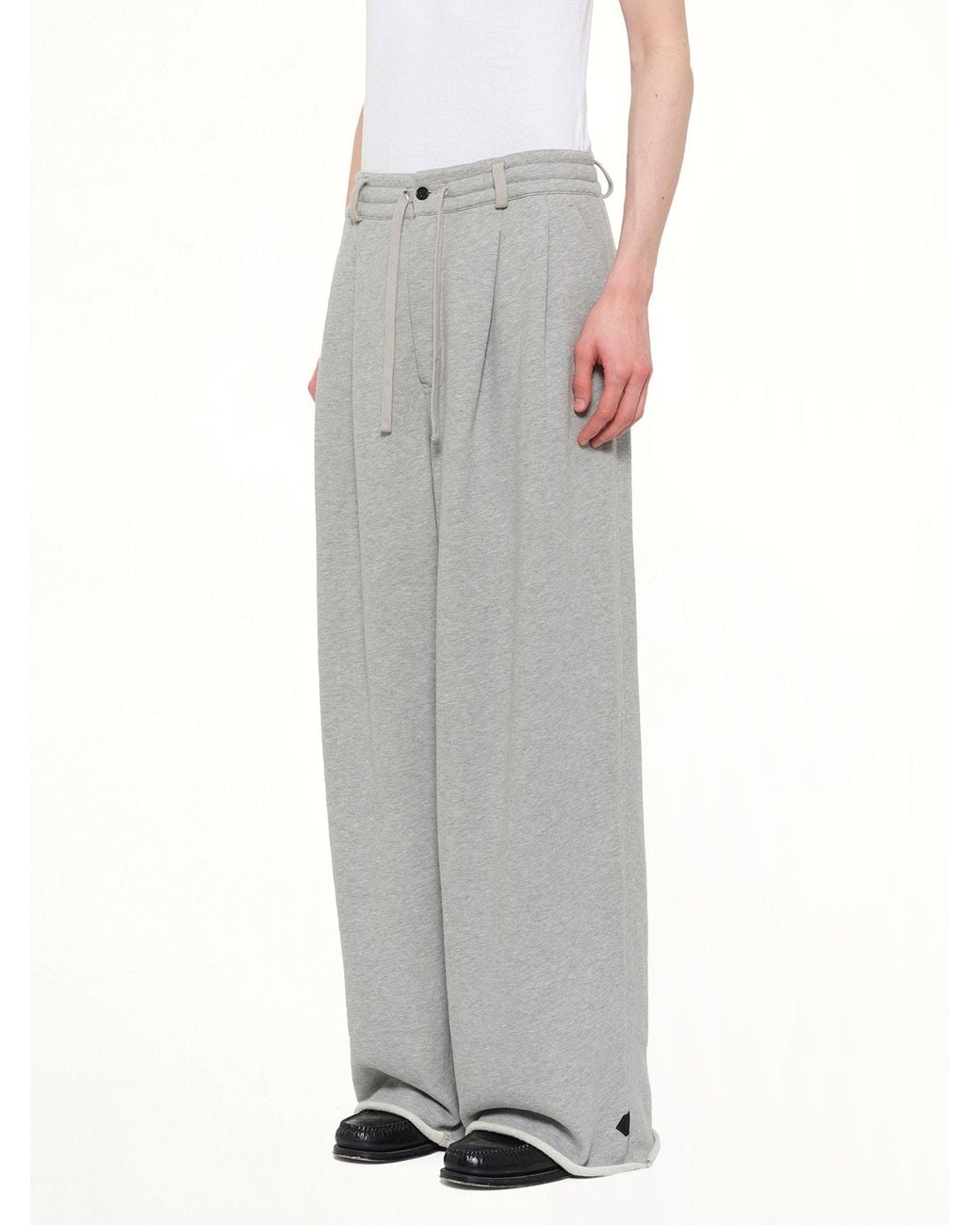 DSM KEI NINOMIYA Gray Pleated Pants Back Pile Knit for men