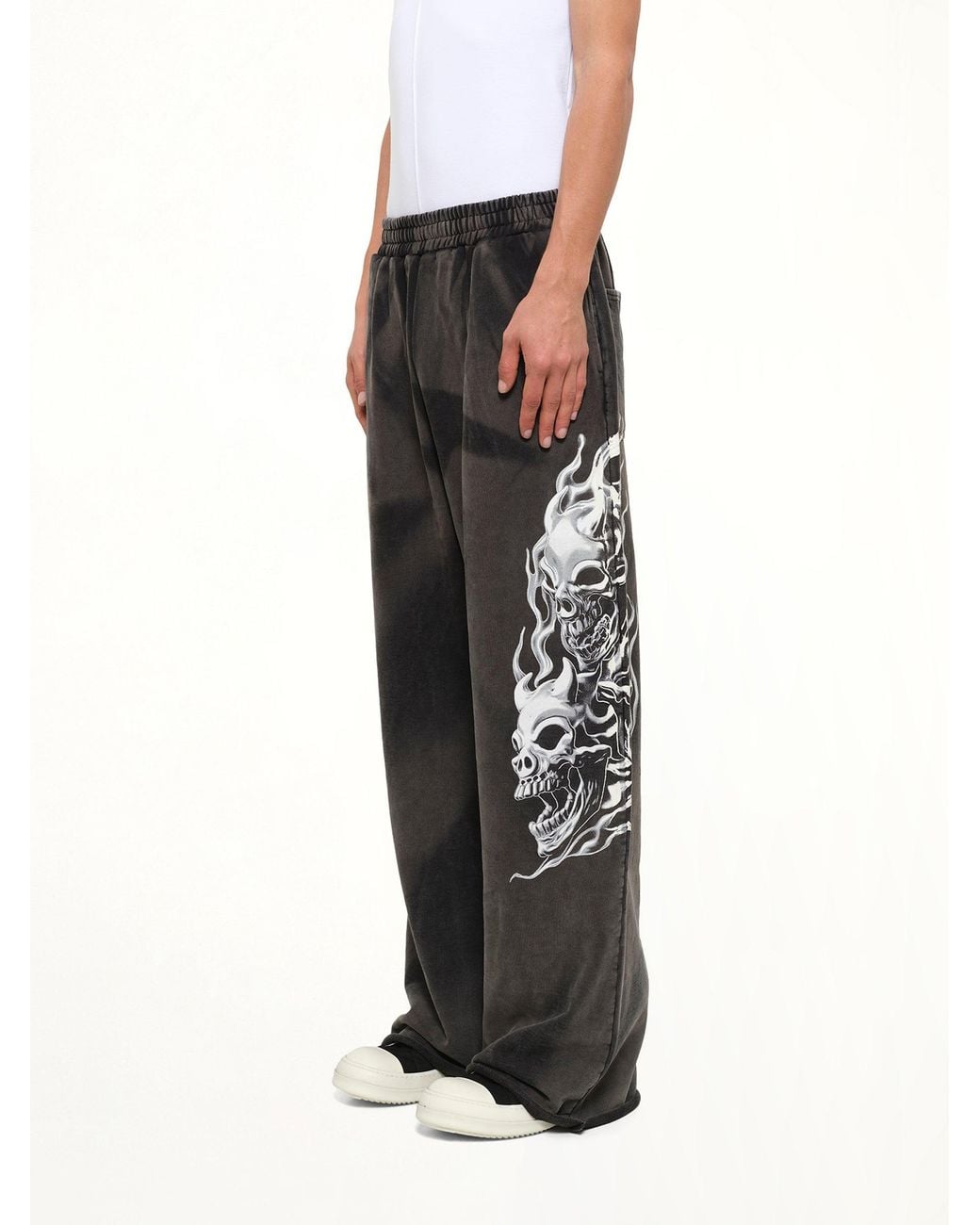 THUG CLUB Black Six Riding Skull Sweatpants for men