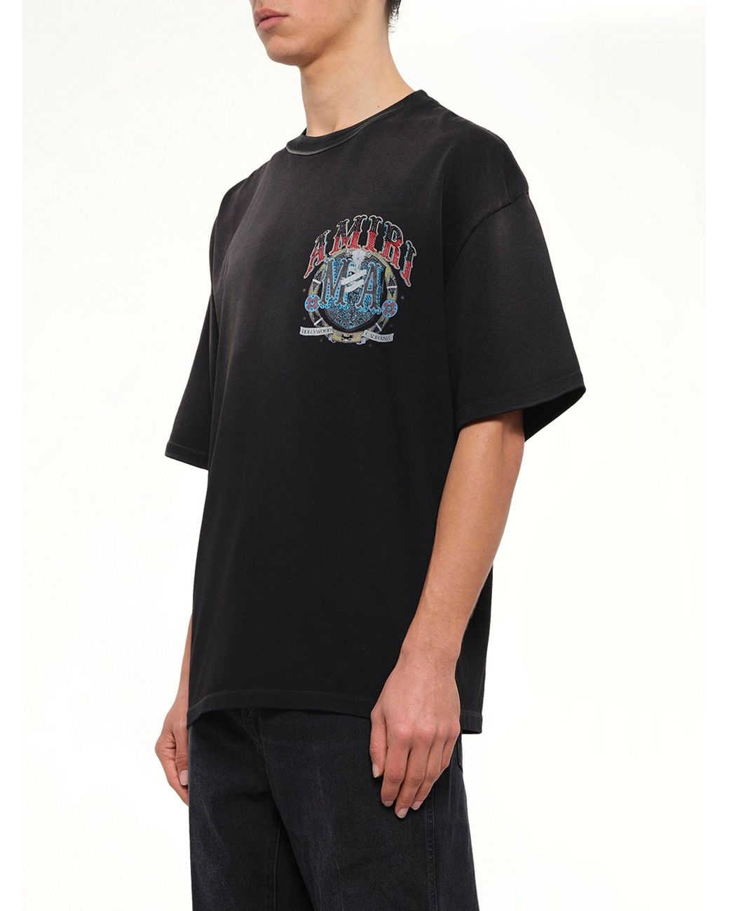 Amiri Black Crystal Hollywood Oversized T-Shirt for men