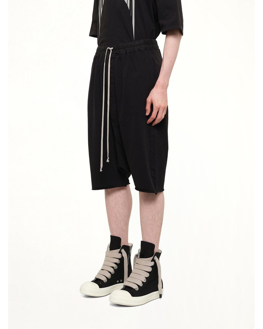 Rick Owens Black Heavy Jersey Drawstring Pods for men